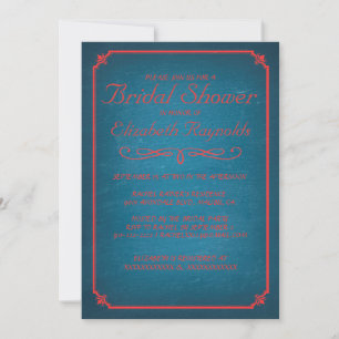 Chalkboard Blue & Red Bridal Shower Invitations