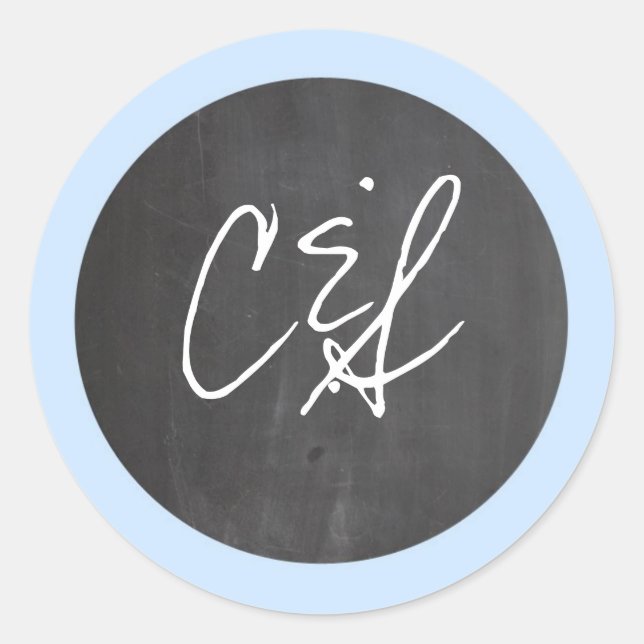 Chalkboard Blue Wedding Envelope Stickers (Front)