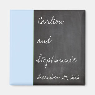 Chalkboard Blue Wedding Favour Magnet