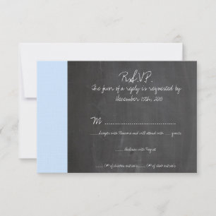 Chalkboard Blue Wedding RSVP Card