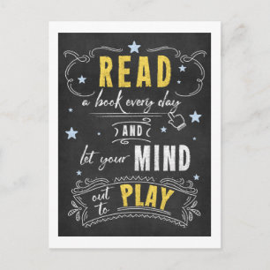 Chalkboard Book Lovers Read a Book Postcard