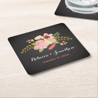 Chalkboard Botanical Flower Paper Coasters