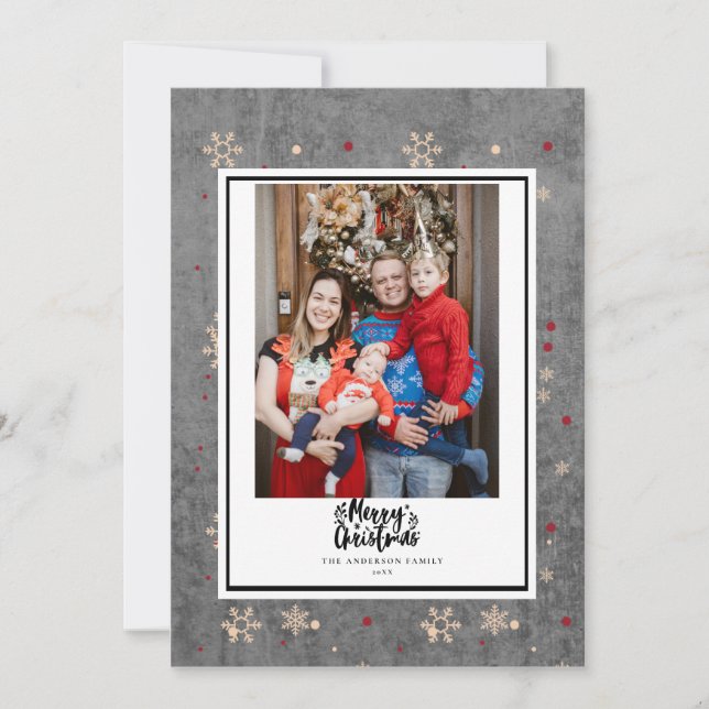 Chalkboard Botanical Frame Merry Christmas Holiday Card (Front)