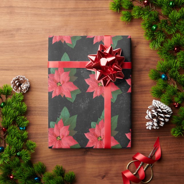 Chalkboard Botanical Merry Christmas Watercolor Wrapping Paper (Holiday Gift)