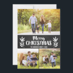 Chalkboard Branch Christmas Cards Three Pictures<br><div class="desc">Use our vertical photo holiday cards with chalkboard background, Christmas branches, three pictures and "Merry Christmas" wording to wish your friends and family a Merry Christmas. BONUS: The patterned backer can be changed to a different pattern and color. Go to the "Personalize This Template" section then click the "Click to...</div>