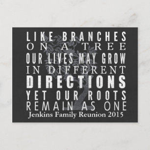 Chalkboard Branches Tree Family Reunion Invitation Postcard