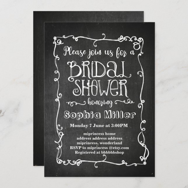 chalkboard bridal shower invitation (Front/Back)