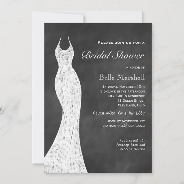 Chalkboard Bridal Shower Invitation (Front)