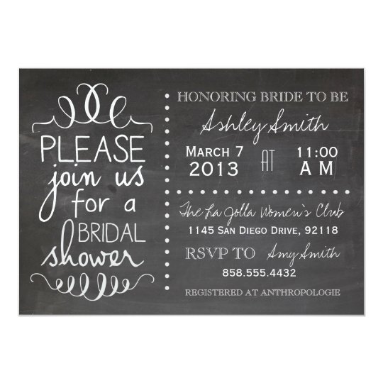 Chalkboard Bridal Shower Invitation
