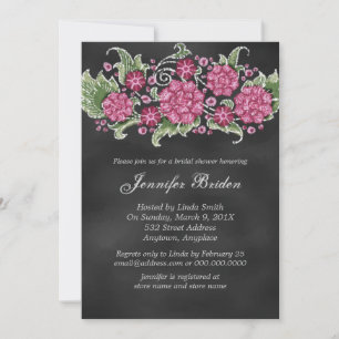 Chalkboard Bridal Shower Rustic Flowers Invitation
