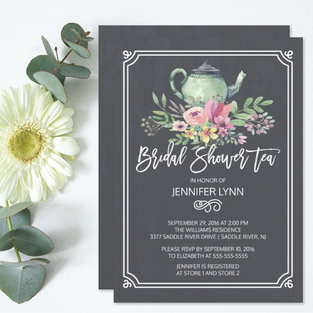 Chalkboard Bridal Shower Tea Wedding Shower Invite (Creator Uploaded)
