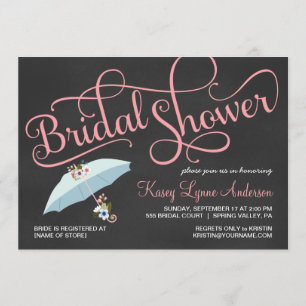 Chalkboard Bridal Shower Umbrella Invitations