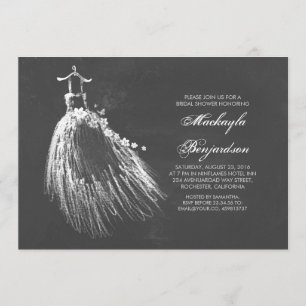 Chalkboard Bridal Shower with Wedding Gown Invitation