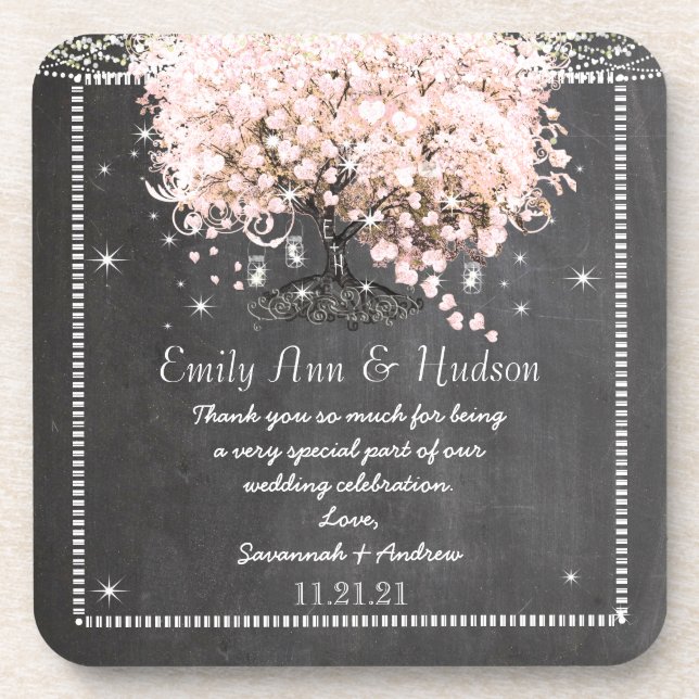 Chalkboard Bride & Groom Wedding Coaster (Front)