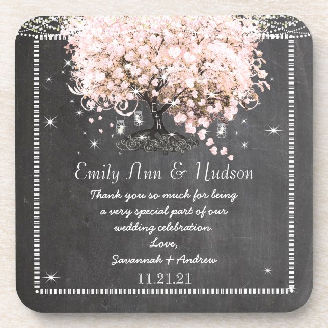 Chalkboard Bride & Groom Wedding Coaster (Front)