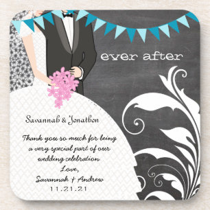 Chalkboard Bride & Groom Wedding Coaster