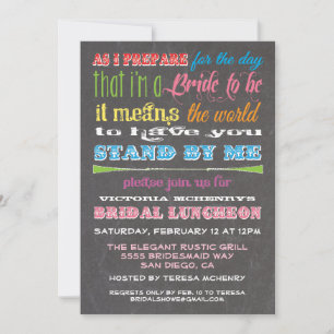 Chalkboard Bridesmaid Luncheon Invitations