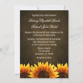 Chalkboard Brown Sunflower Wedding Invitations