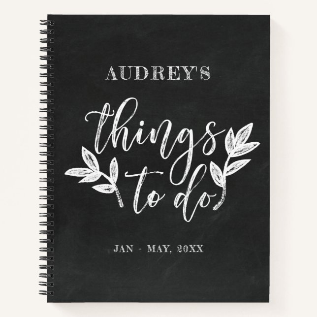Chalkboard & Brush Script Things To Do Notebook (Front)