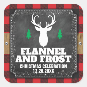 Chalkboard Buffalo Plaid Flannel and Frost Square Sticker