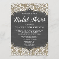 Chalkboard Burlap & Lace Bridal Shower Invitations