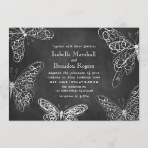 Chalkboard Butterflies Wedding Invitation