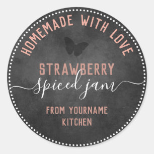 Chalkboard butterfly Fancy Script Homemade Jam Classic Round Sticker