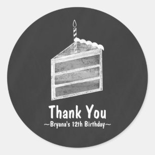 Chalkboard Cake Slice Birthday Party Favour Sticke Classic Round Sticker