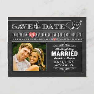 Chalkboard Calendar Photo Save The Date Cards