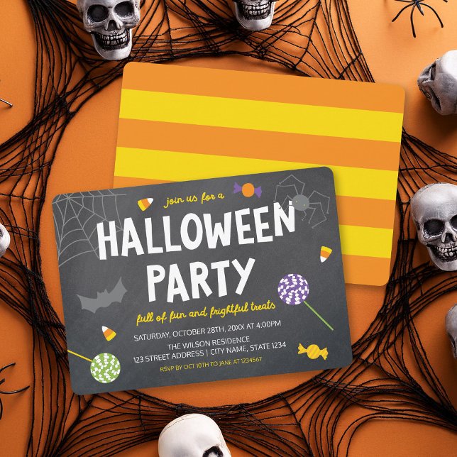 Chalkboard Candy Halloween Party Invitation (Creator Uploaded)