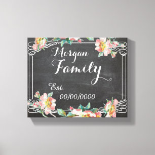 chalkboard canvas,family name,family est. canvas print