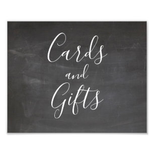 Chalkboard cards and gifts sign. Modern wedding Photo Print