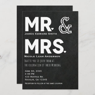 Chalkboard Chalk Mr. & Mrs. Wedding Engagement Invitation