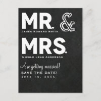 Chalkboard Chalk Mr. & Mrs. Wedding Save the Date