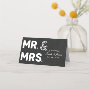 Chalkboard Chalk Mr. & Mrs. Wedding Table Seating Place Card