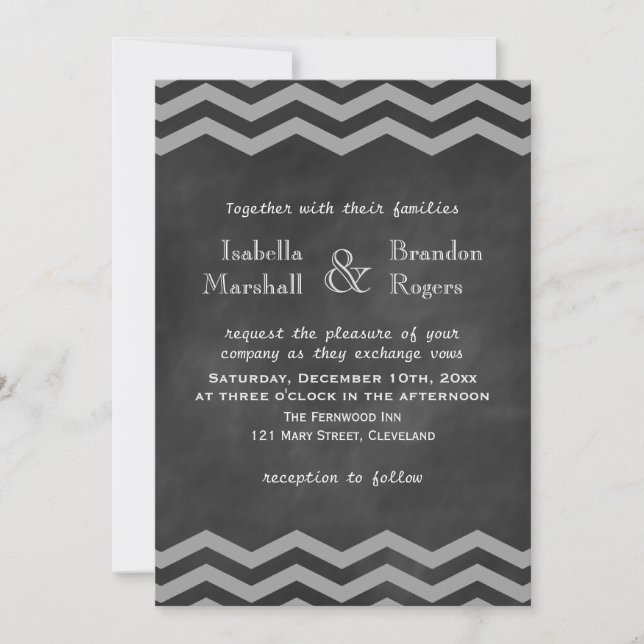 Chalkboard Chevron Wedding Invitation (Front)