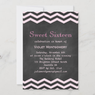 Chalkboard & Chevrons Sweet Sixteen Invitation