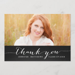 Chalkboard Chic   Graduation Photo Thank You Card