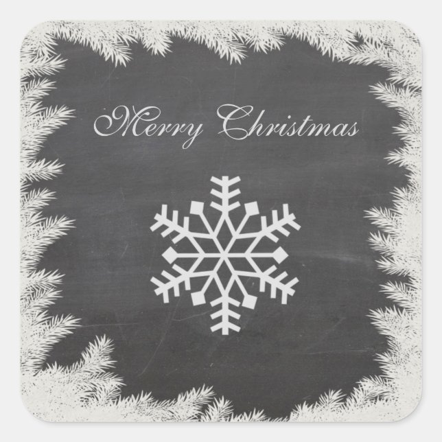 Chalkboard chic holiday Christmas snowflake winter Square Sticker (Front)