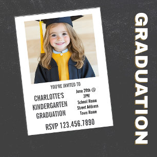Chalkboard Child's Photo Kindergarten Graduation  Invitation