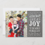 Chalkboard Christian Holiday Photo Card 2016<br><div class="desc">A typographic holiday photo that features part of Luke 2:10 and part of the lyrics from "Joy to the World".</div>