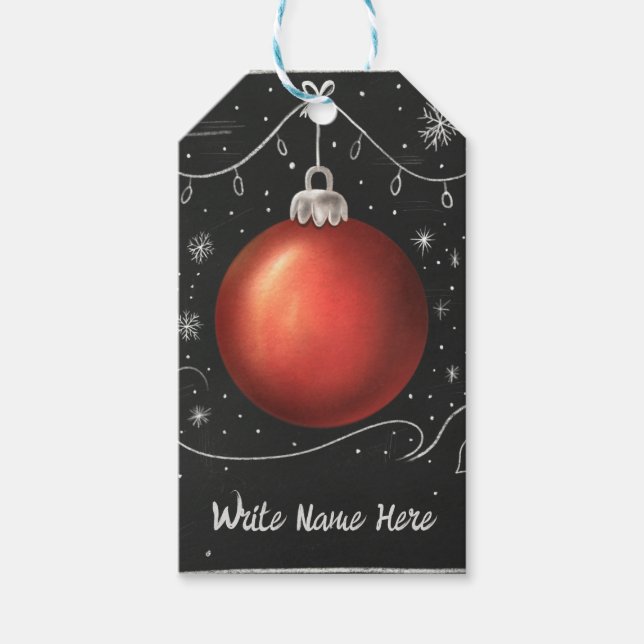 Chalkboard Christmas Bauble  Gift Tags (Front)