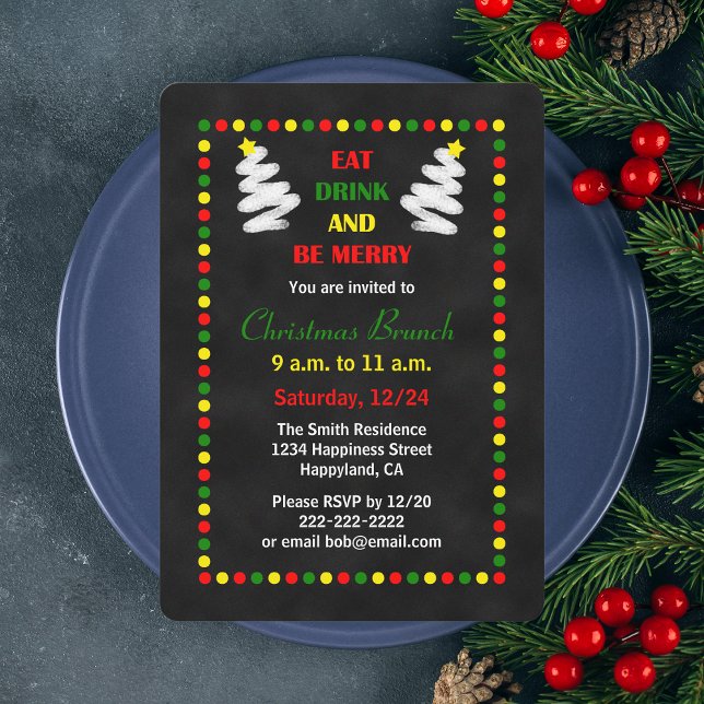 Chalkboard Christmas Brunch Invitations (Creator Uploaded)