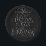 Chalkboard Christmas Calligraphy Lettering Chalk Paper Plate<br><div class="desc">Fashionable and fun chalkboard look. It will make people break out in song…. "Five Gold Rings…" Perfectly classy and classic holiday background for your delicious appetizers. This plate also comes with a 'real' chalkboard background and is also featured on many other items - from cards to t-shirts, just check in...</div>