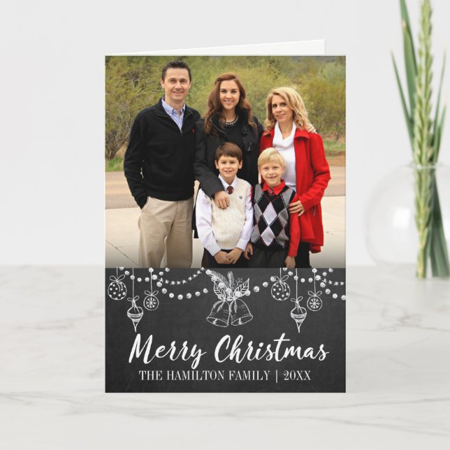 Chalkboard Christmas Folded Photo Card (Front)