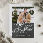 Chalkboard Christmas Holiday Photo Overlay Card<br><div class="desc">Custom-designed holiday photo card featuring "Merry Christmas" hand lettering design on chalkboard background.</div>