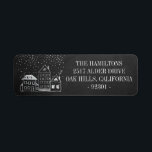 Chalkboard Christmas Houses Personalised Address Return Address Label<br><div class="desc">Chalkboard background with hand drawn chalk houses and snow return address label. Personalise text,  font style,  colour and size.</div>
