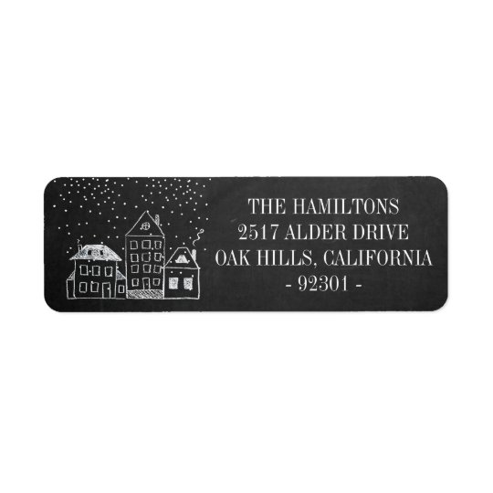 Chalkboard Christmas Houses Personalised Address Return Address Label