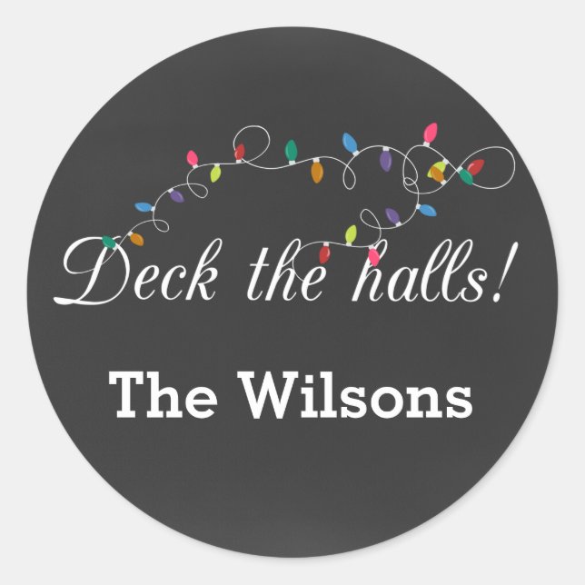 Chalkboard Christmas Lights holiday stickers (Front)
