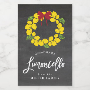 Chalkboard Christmas limoncello wreath, label